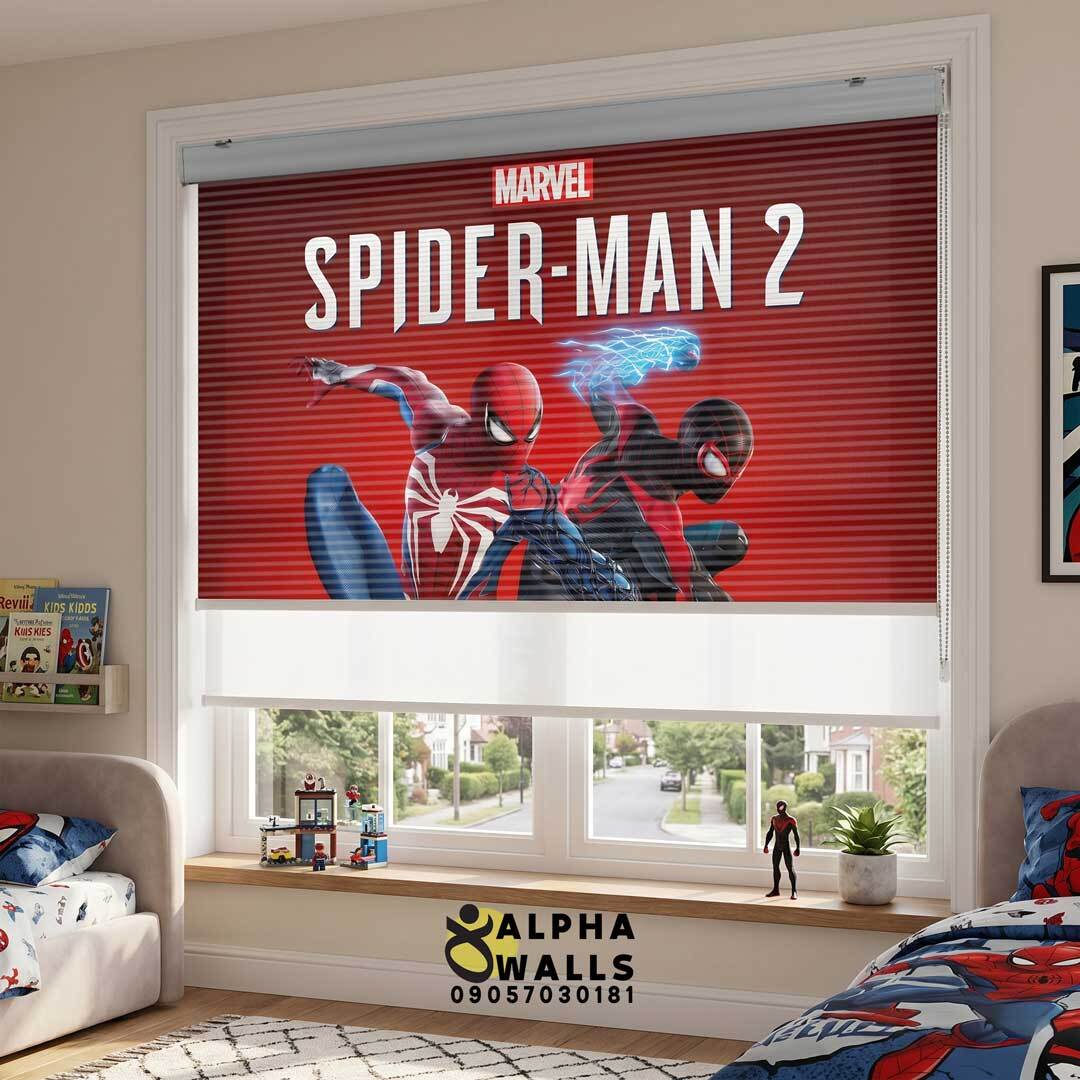 پرده زبرا چاپی طرح اسپایدرمن spider-man-2-kids-zebra-blind
