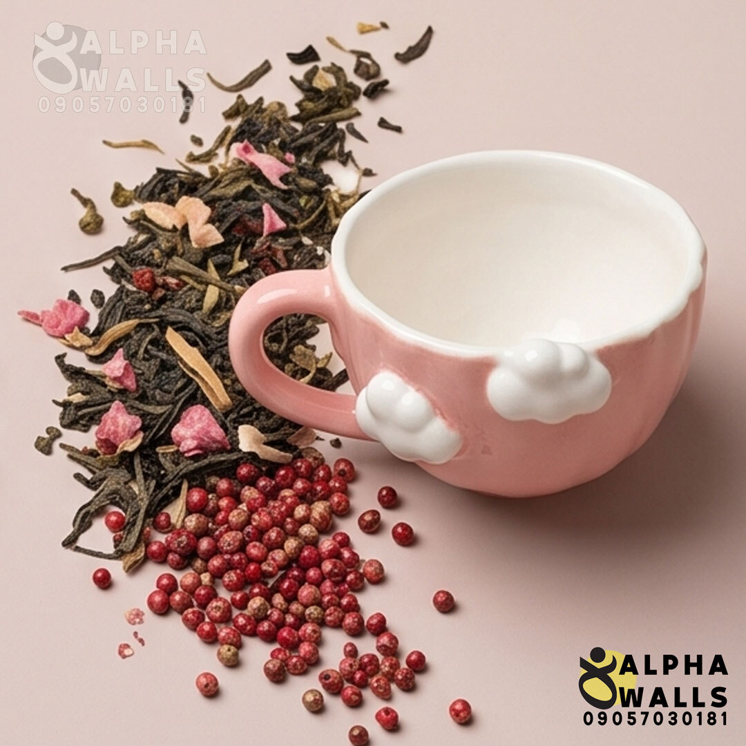  ماگ و فنجان لته خوری مدل Pink and white cloud 