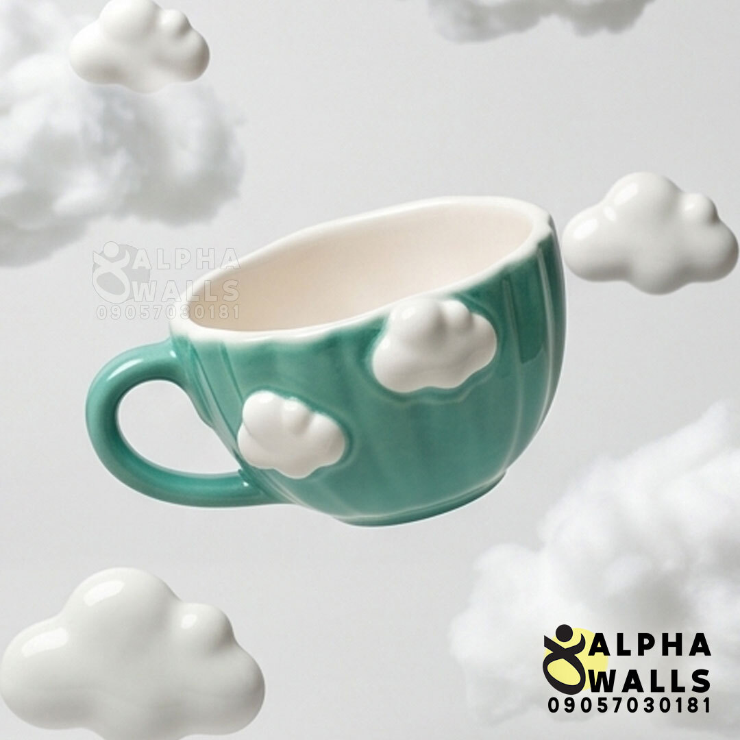  ماگ و فنجان لته خوری مدل Turquoise cloud 