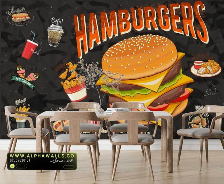 پوستر دیواری فست فود طرح همبرگر – مدل Hamburgers
