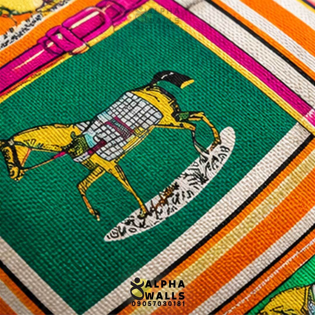  روکش کوسن مخمل طرح اسب‌های رنگارنگ کلاسیک مدل Equestrian Art 