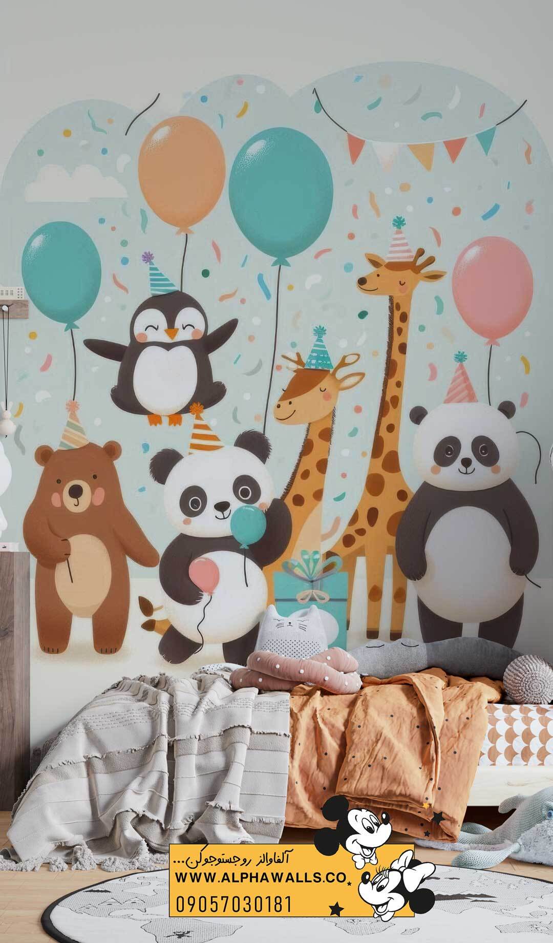  پوستر دیواری کودک طرح جشن حیوانات کارتونی 