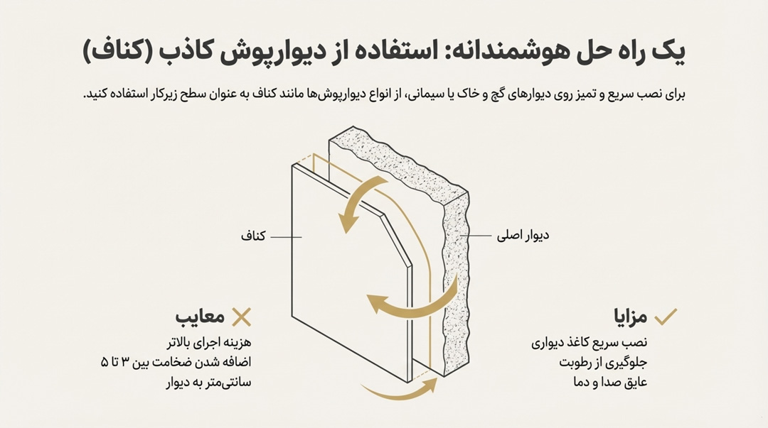استفاده از دیوار های کاذب و یا دیوار پوش