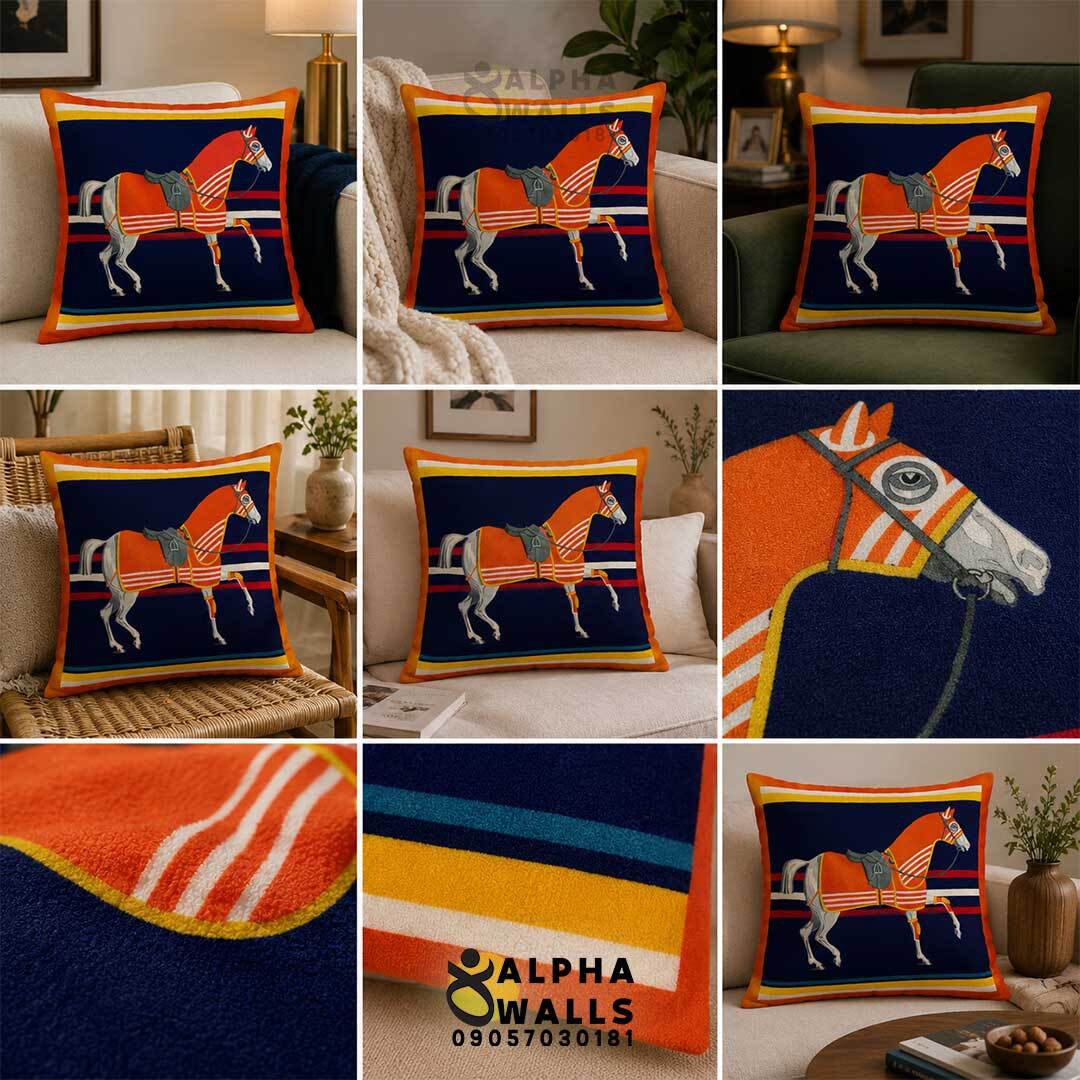  روکش کوسن مخمل طرح اسب هرمس مدل Hermes Equestrian 
