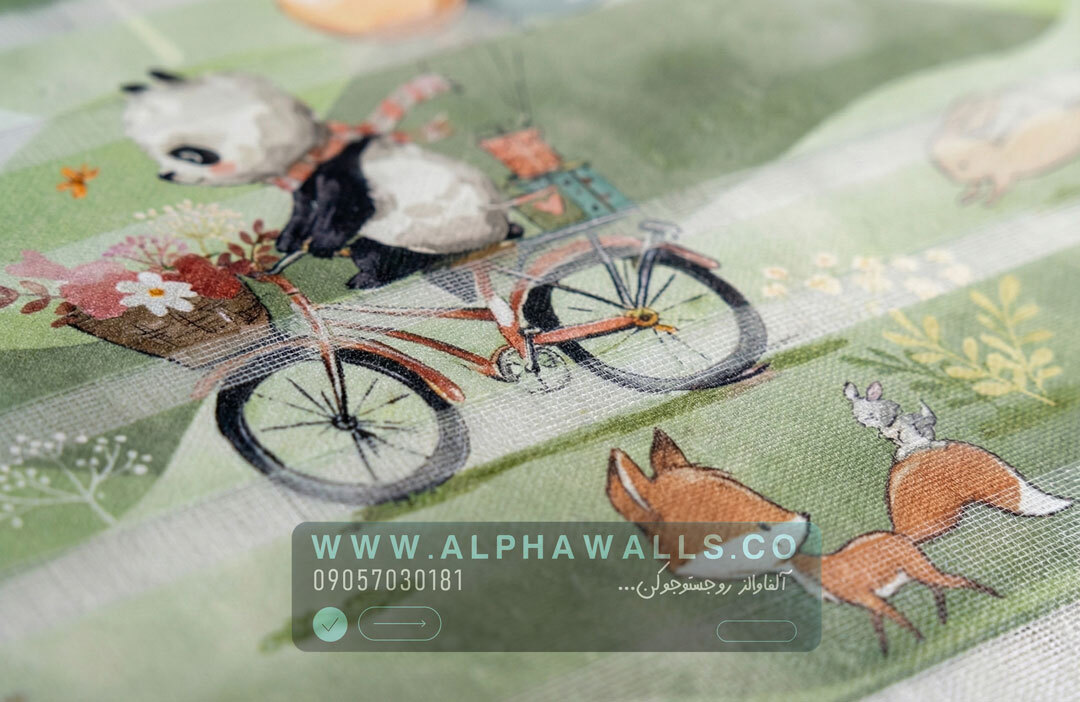  پرده زبرا اتاق کودک طرح گردش حیوانات جنگلی با فضای سبز ملایم 