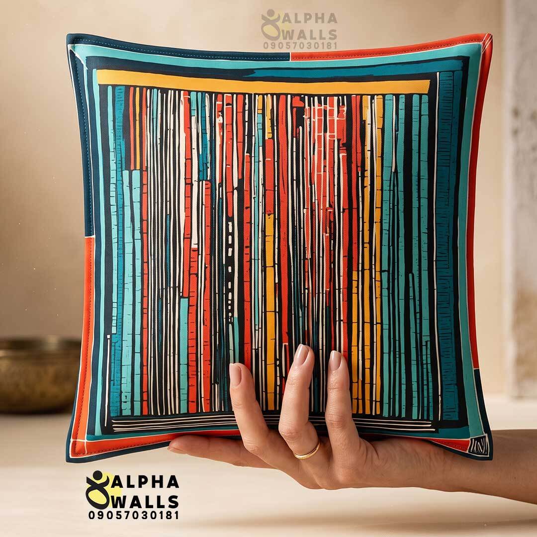 روکش کوسن مخمل طرح راهراه رنگی مدرن مدل Urban Lines