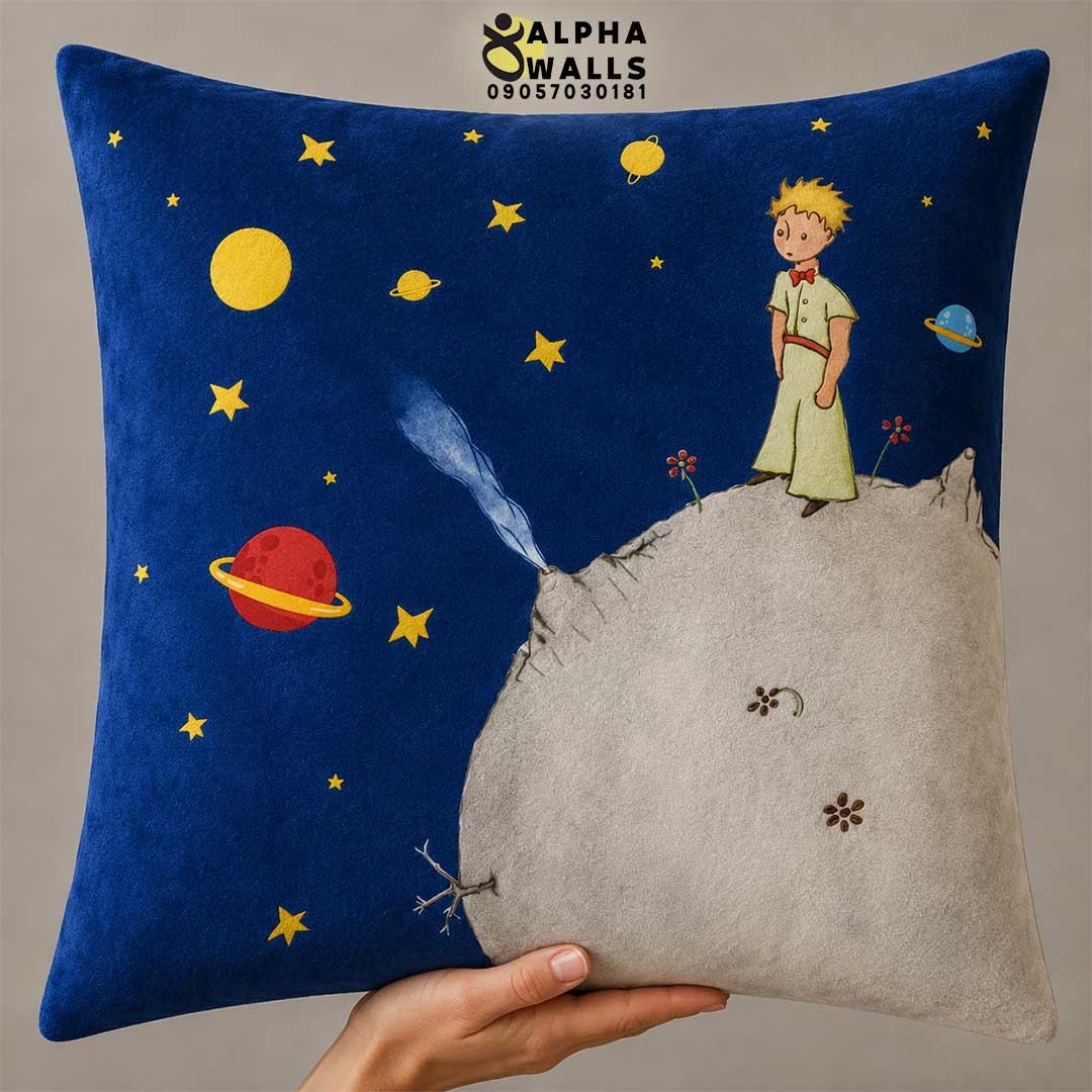  روکش کوسن مخمل طرح شازده کوچولو و سیاره‌ها مدل Little Prince Galaxy 
