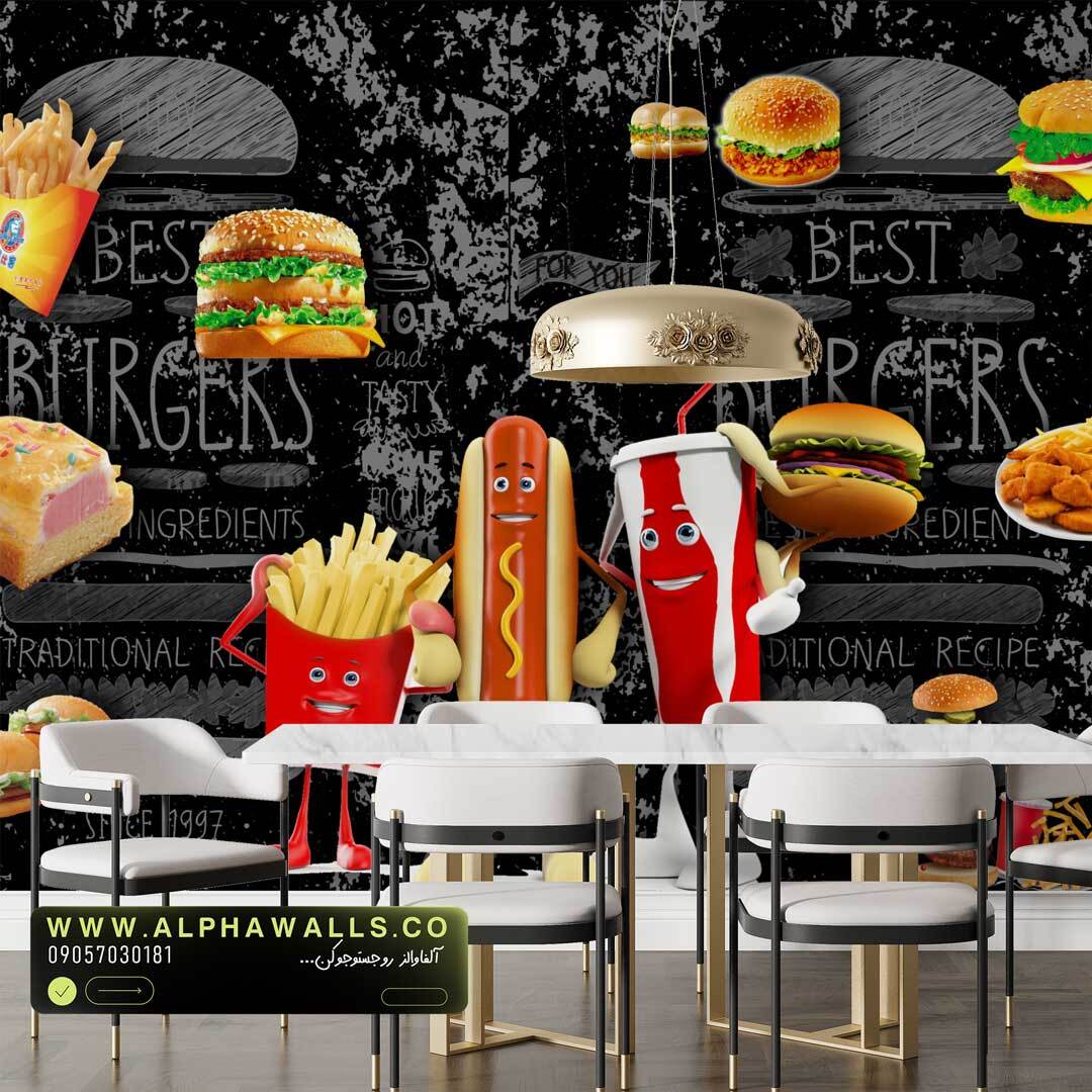  پوستر دیواری فست فود طرح کاراکتر خوراکی – Food Characters 
