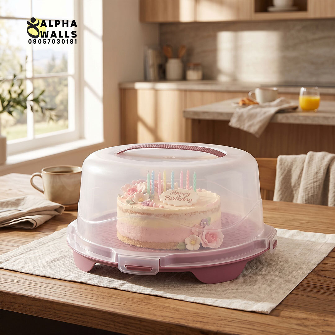 ظرف نگهدارنده و حمل کیک گرد دستهدار مدل هومکیک | HomeCake Round Cake Carrier