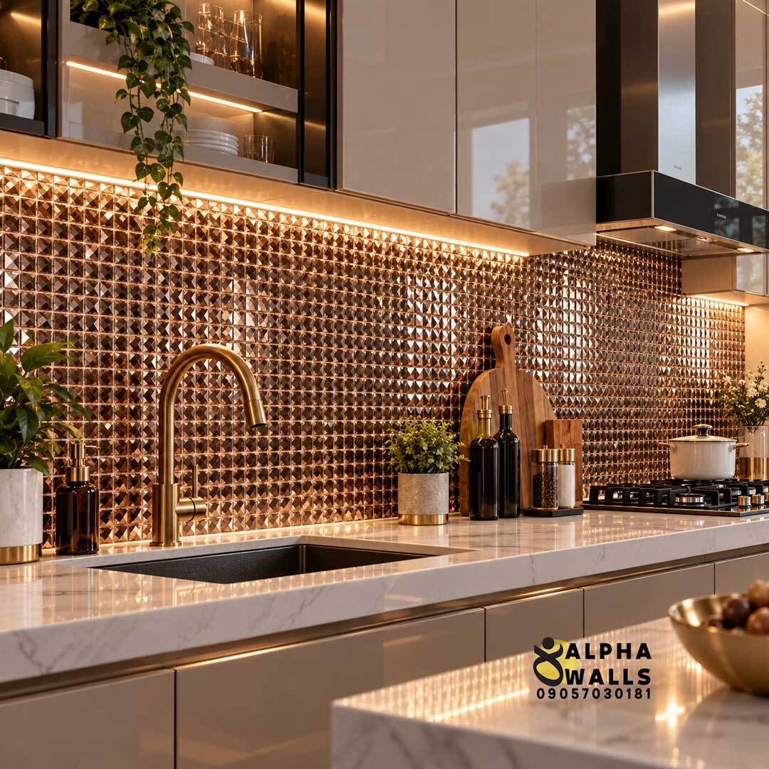  تایل بین کابینتی کریستالی مسی 