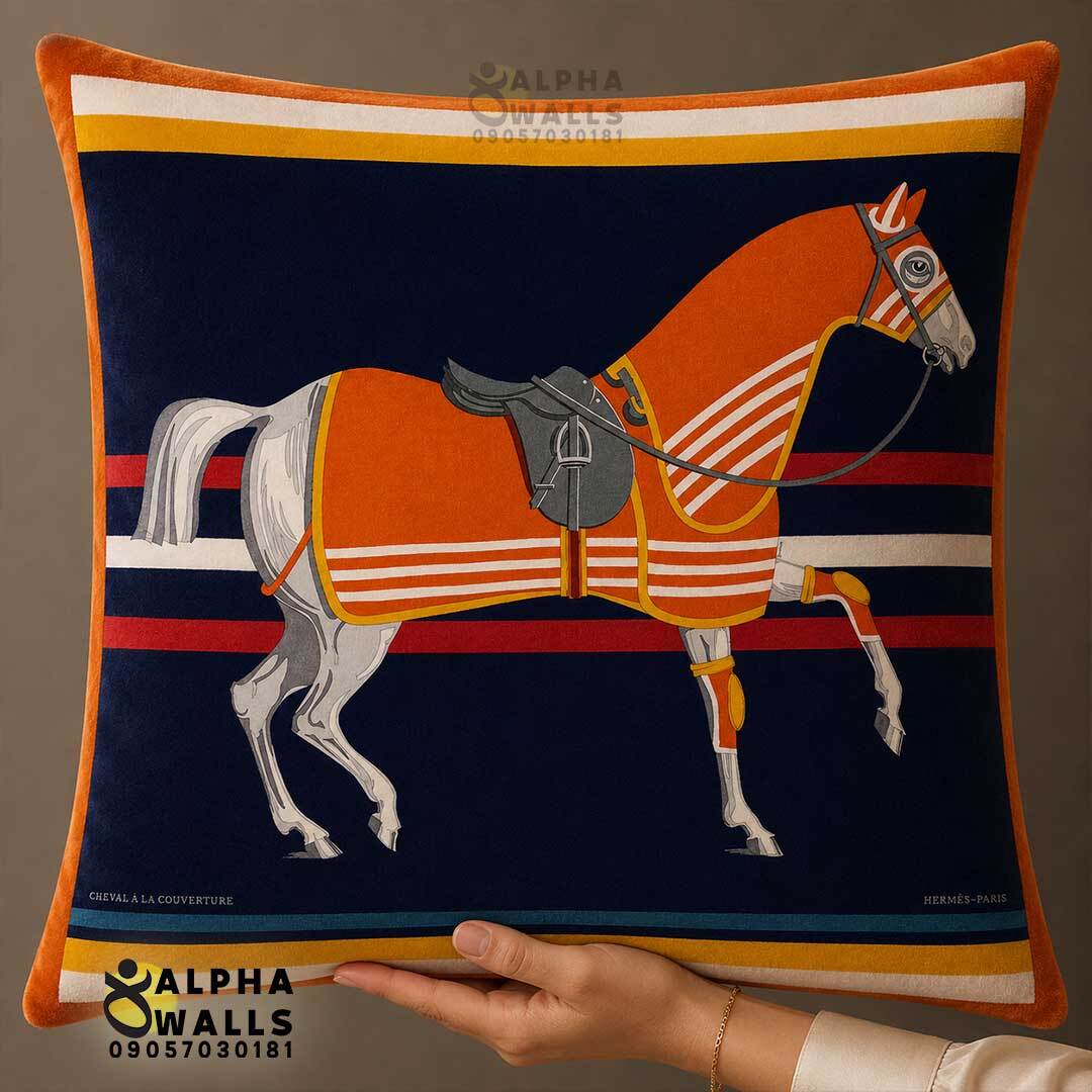  روکش کوسن مخمل طرح اسب هرمس مدل Hermes Equestrian 