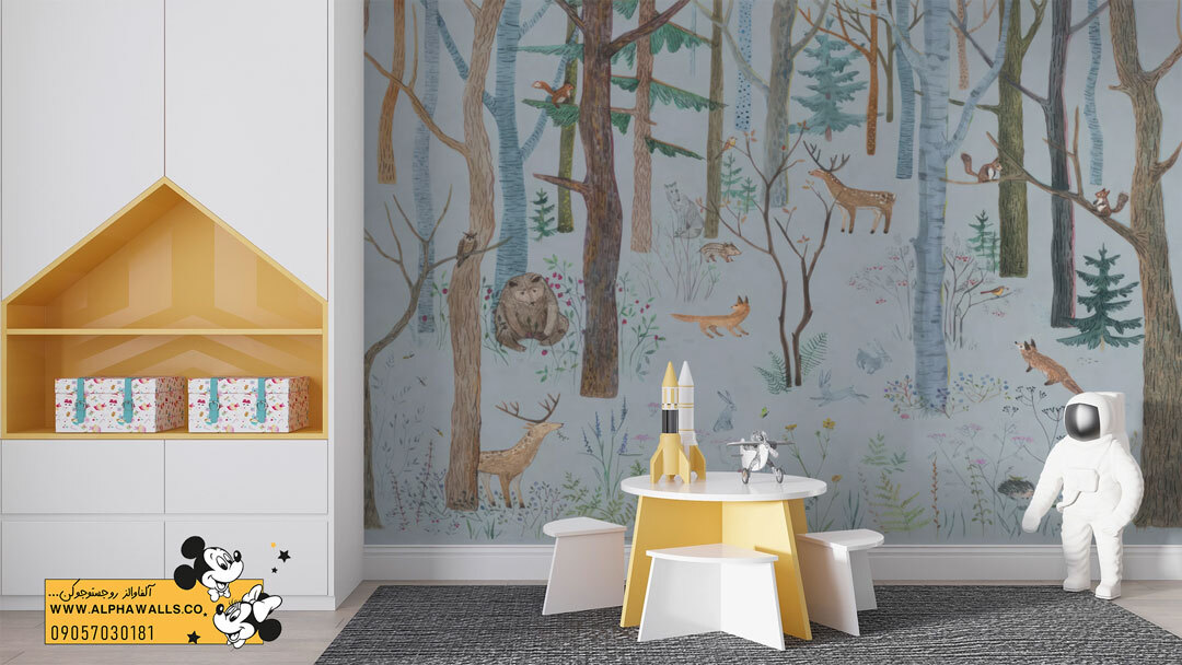  پوستر دیواری کودک طرح جنگل حیوانات (Woodland) 