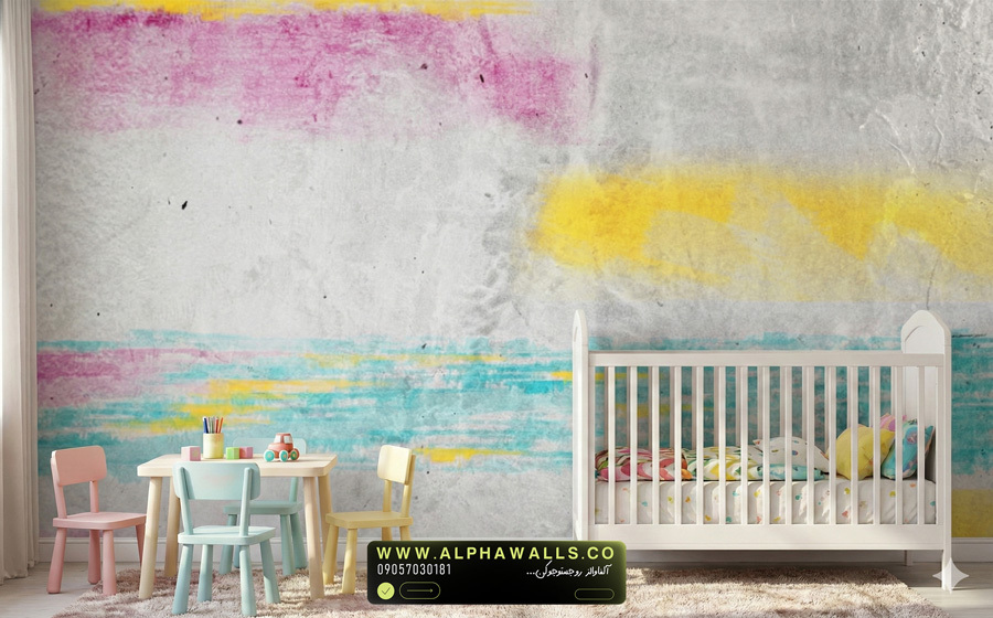 پوستر دیواری کودکانه طرح نقاشی انتزاعی رنگی
