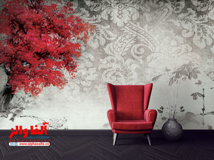 پوستر دیواری اتاق خواب درخت قرمز