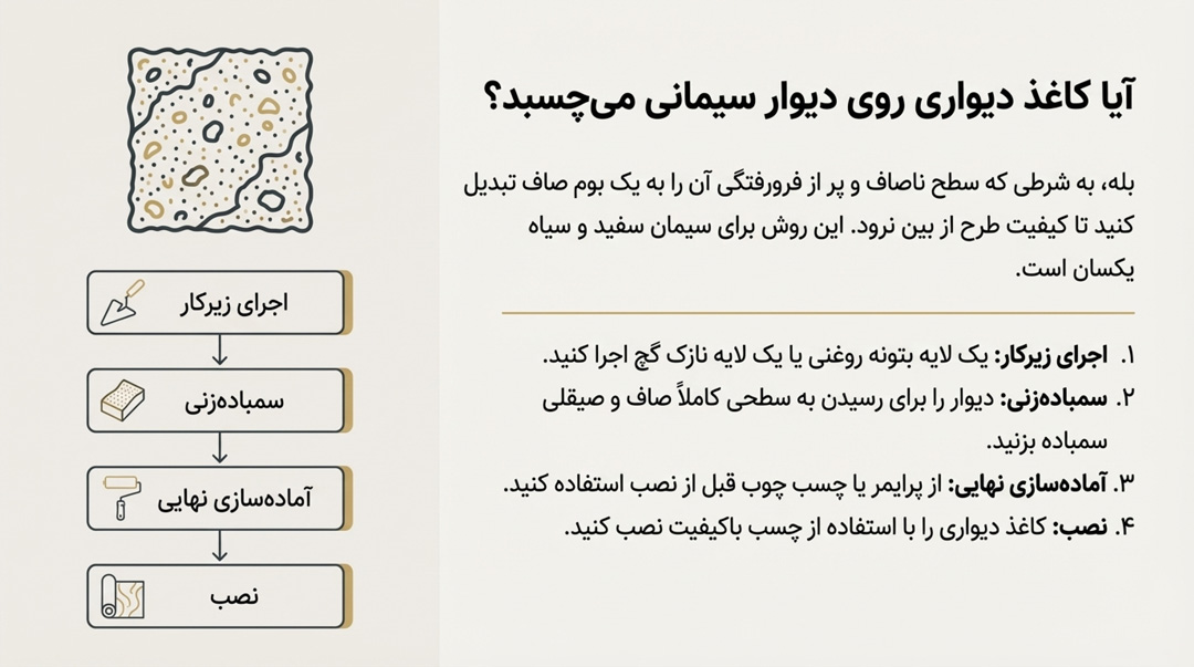آیا کاغذ دیواری بر روی دیوار سیمانی میچسبد؟