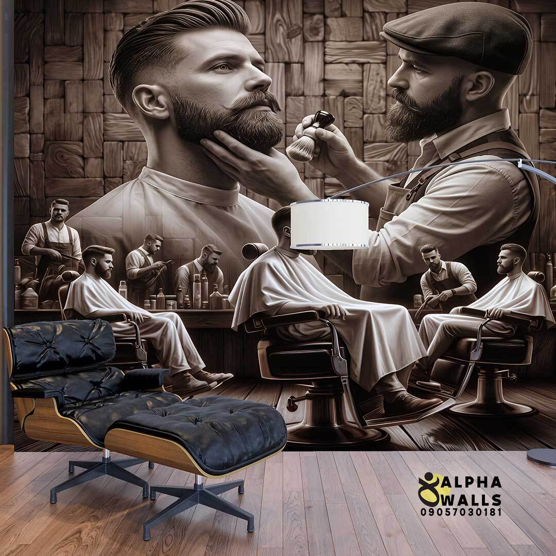  پوستر دیواری آرایشگاه مردانه سبک کلاسیک 