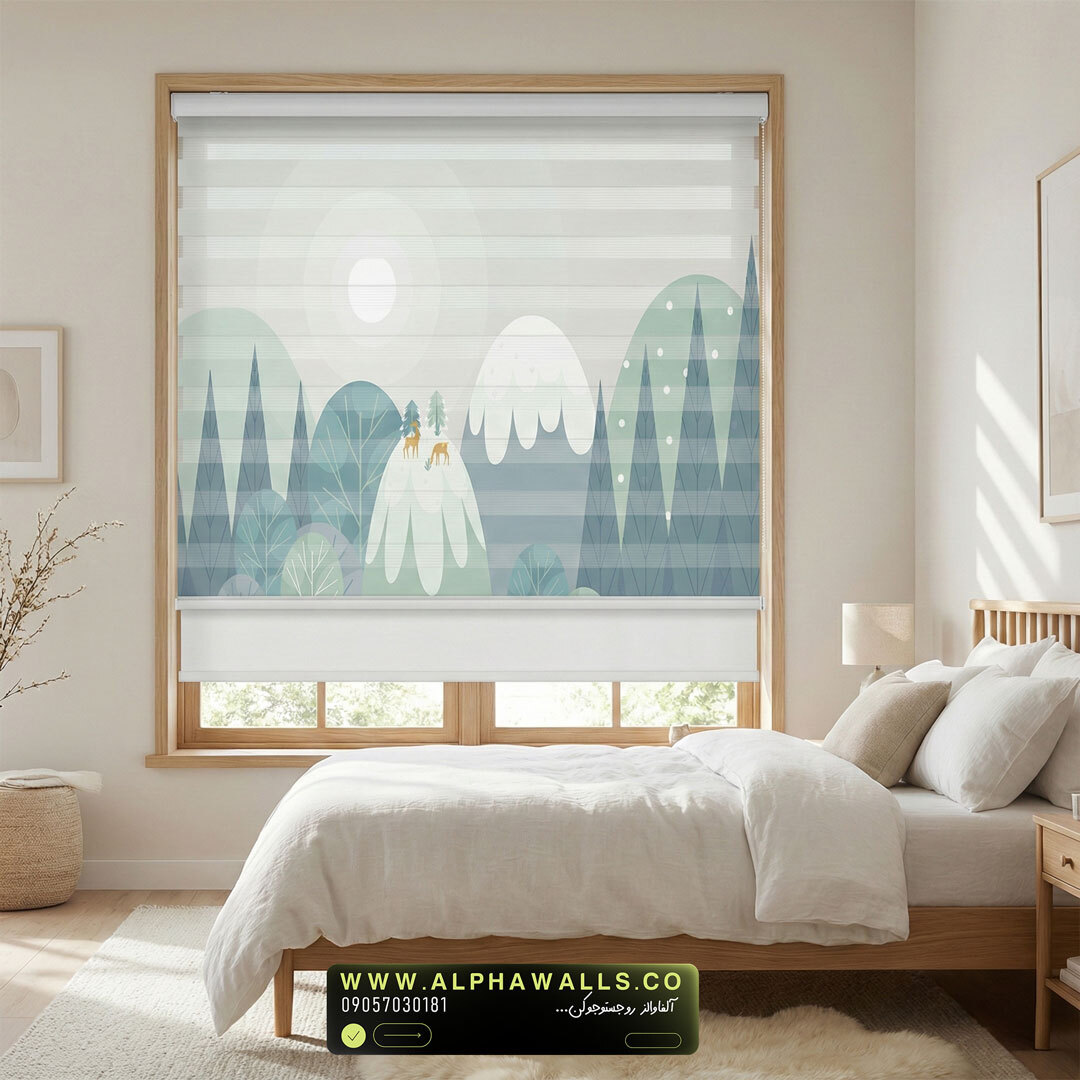  پرده زبرا کودک طرح جنگل و کوهستان مینیمال 