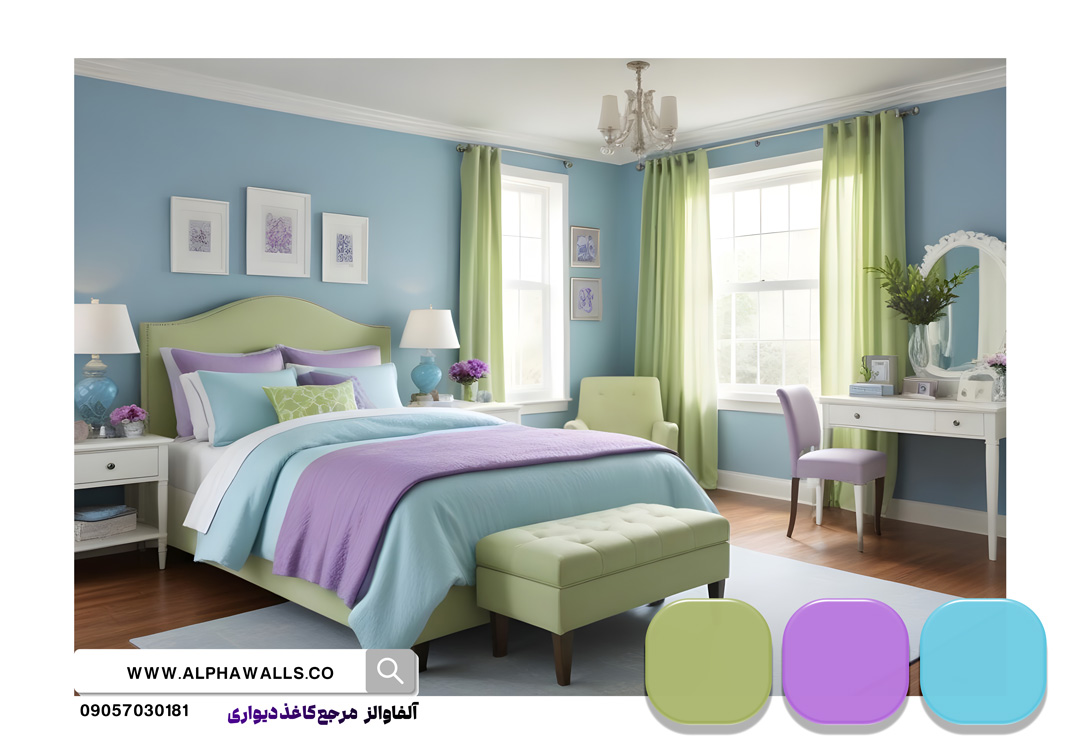 رنگ پاستلی اتاق خواب (آبی،سبز،بنفش)
