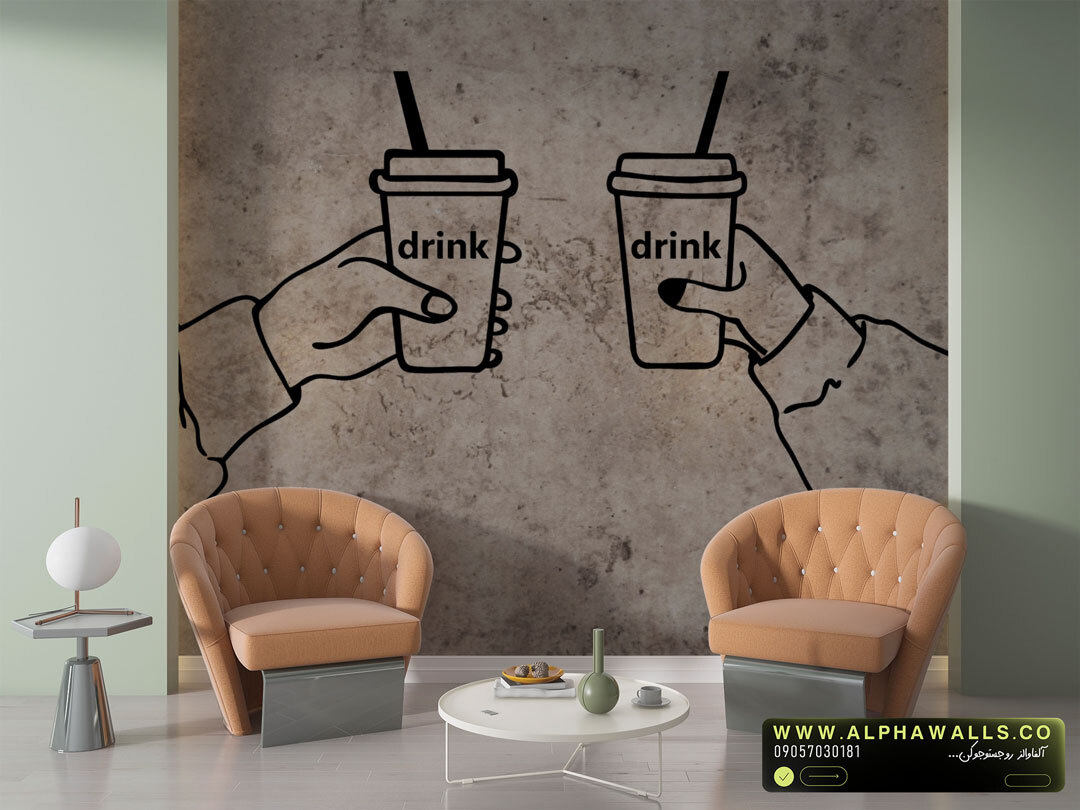  پوستر دیواری Drink با طراحی مینیمال و پس‌زمینه بافت‌دار 