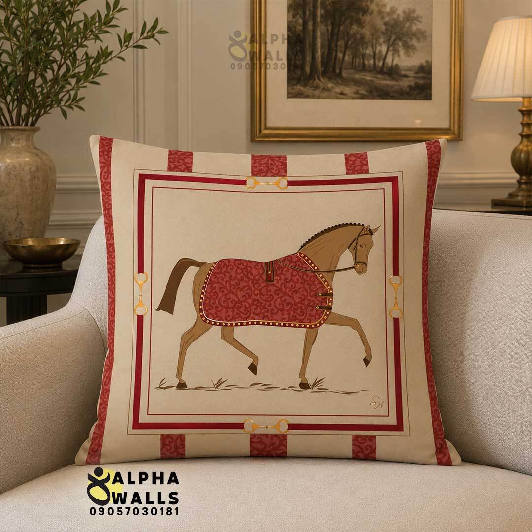 روکش کوسن مخمل طرح اسب کلاسیک مدل Horse Classic