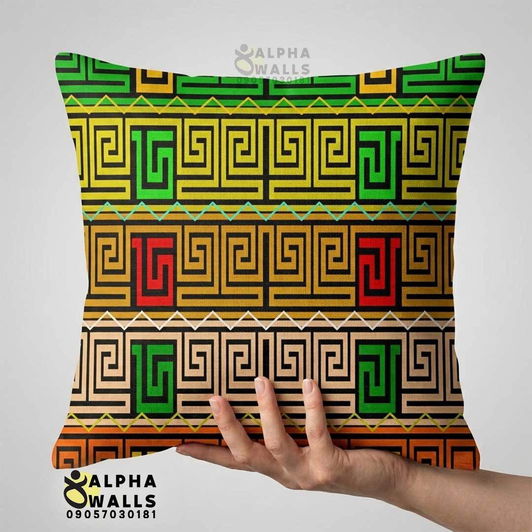 روکش کوسن مخمل طرح هندسی رنگارنگ سنتی مدل Tribal Maze