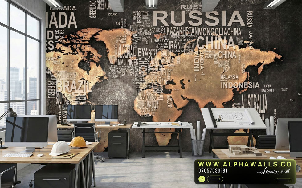 پوستر دیواری نقشه جهان تایپوگرافیک (World Map Typography)