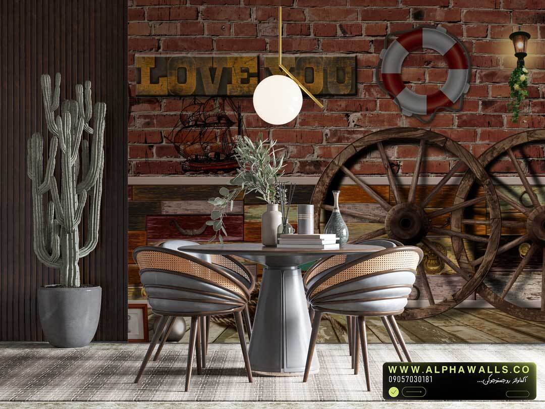  پوستر دیواری روستیک آجر و چوبپوستر دیواری روستیک آجر و چوب 