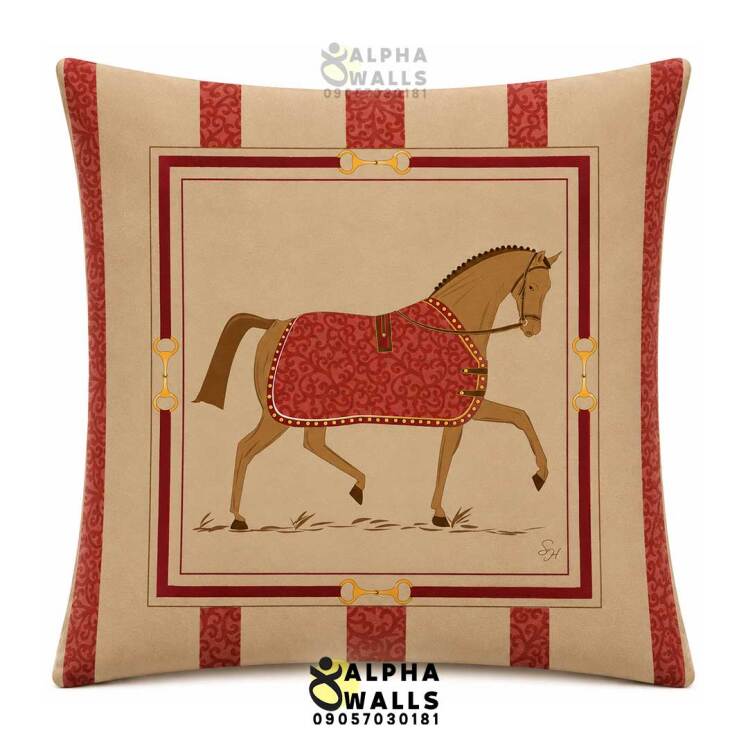 روکش کوسن مخمل طرح اسب کلاسیک مدل Horse Classic