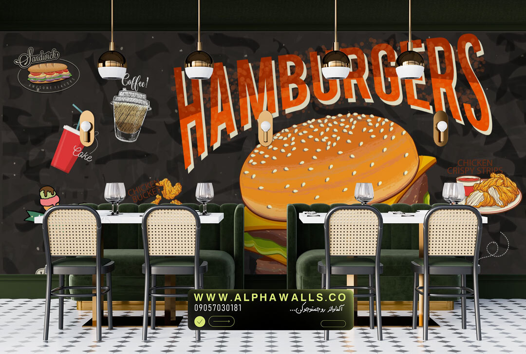  پوستر دیواری فست فود طرح همبرگر – مدل Hamburgers 