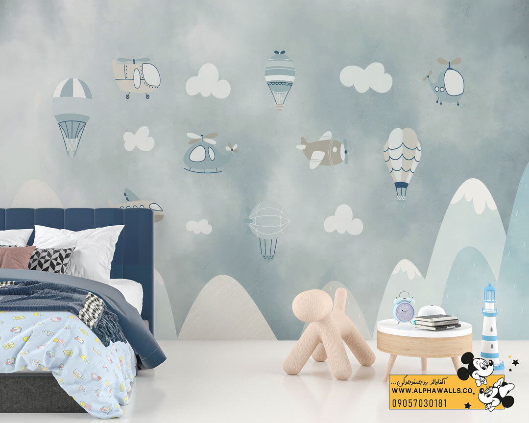  پوستر دیواری کودکانه طرح وسایل پرنده و بالن‌های فانتزی 