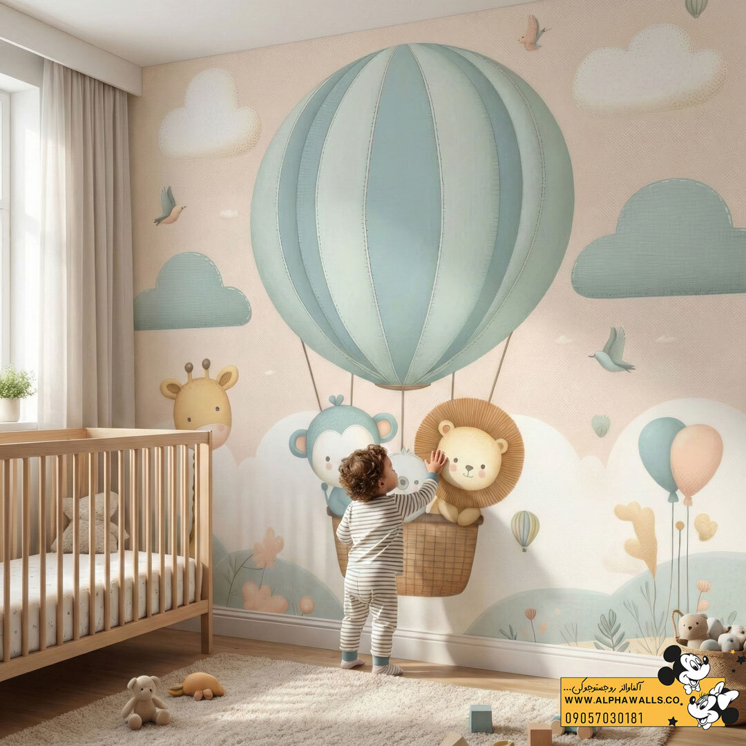  پوستر دیواری کودک طرح بالن حیوانات دوست‌داشتنی 