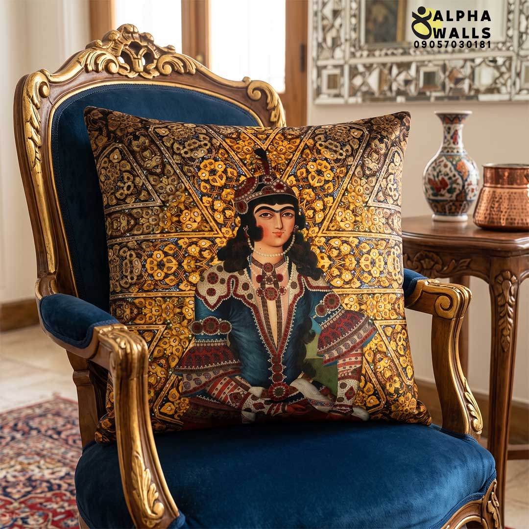  روکش کوسن مخمل طرح بانوی قاجار | Qajar Lady 