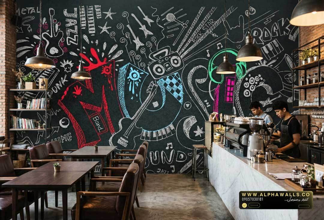  پوستر دیواری کافه طرح موسیقی و گرافیتی 