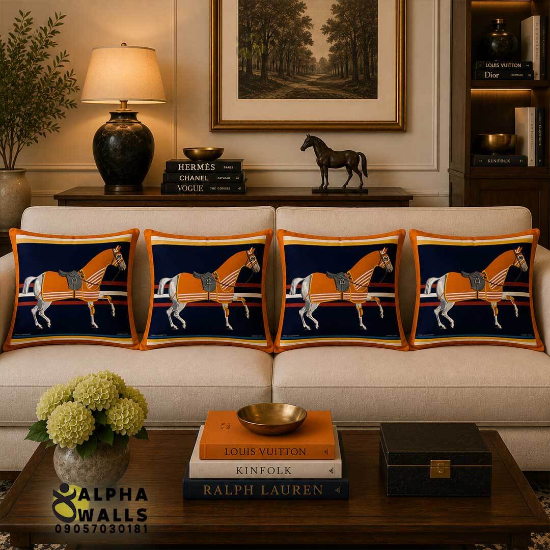  روکش کوسن مخمل طرح اسب هرمس مدل Hermes Equestrian 