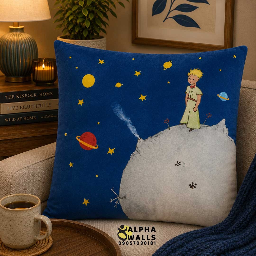  روکش کوسن مخمل طرح شازده کوچولو و سیاره‌ها مدل Little Prince Galaxy 