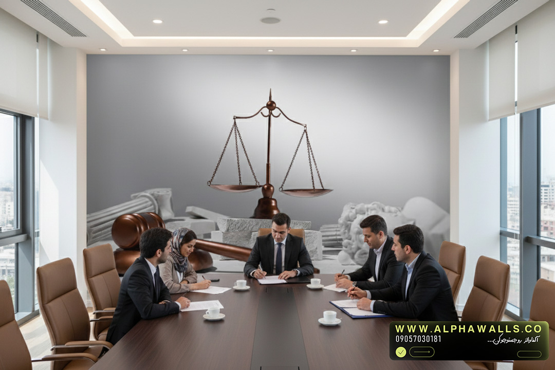  توضیحات محصول – پوستر دیواری حقوقی طرح ترازو و چکش قضاوت 