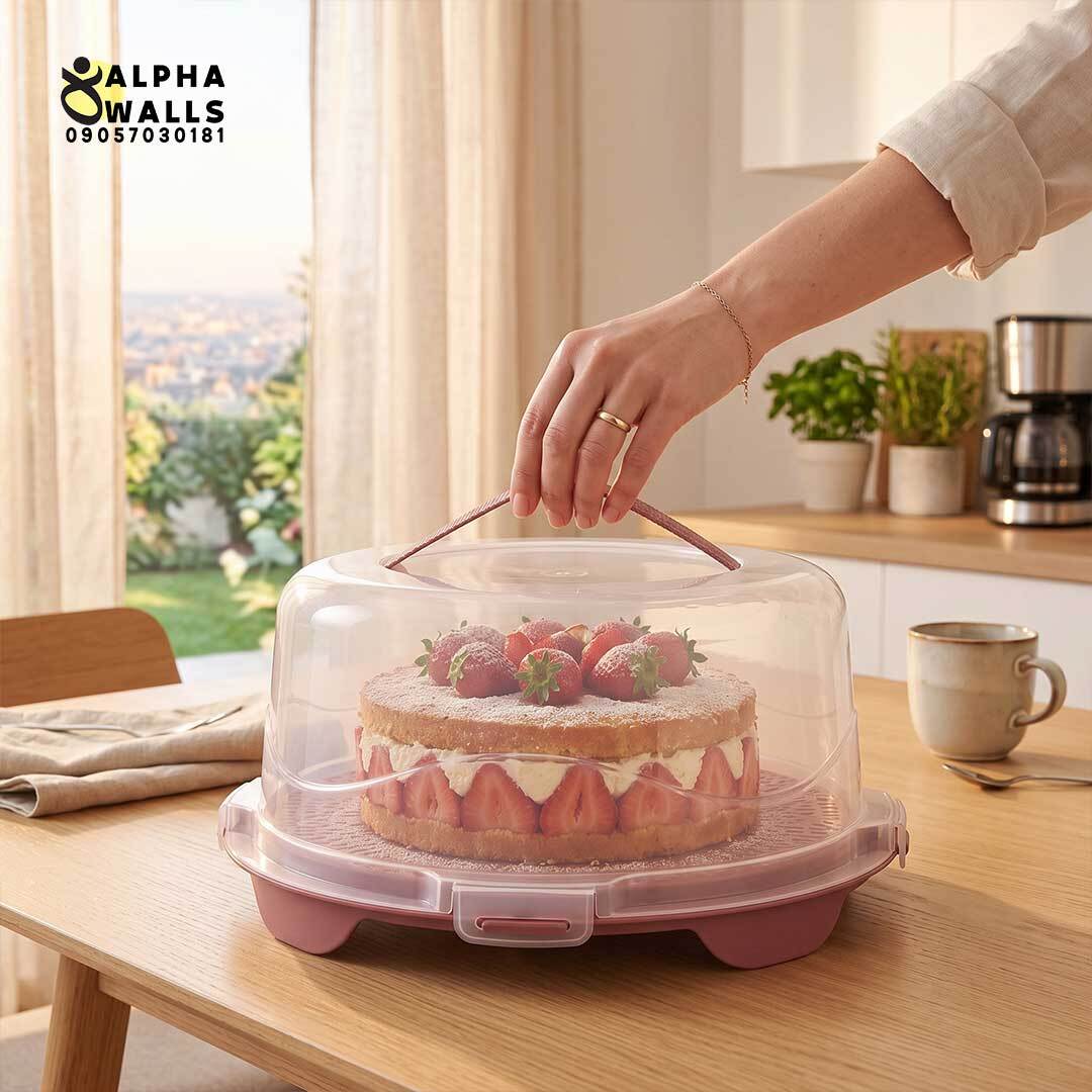 ظرف نگهدارنده و حمل کیک گرد دستهدار مدل هومکیک | HomeCake Round Cake Carrier