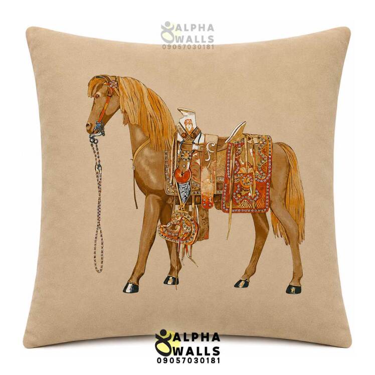 روکش کوسن مخمل طرح اسب سلطنتی مدل Royal Horse