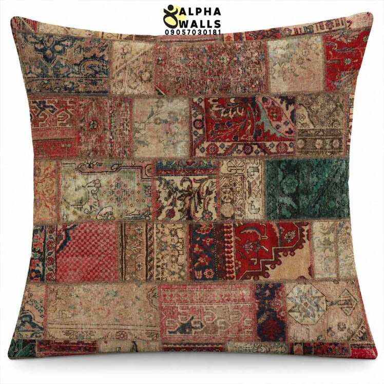 روکش کوسن مخمل طرح تکه فرش ایرانی | Persian Rug Patchwork
