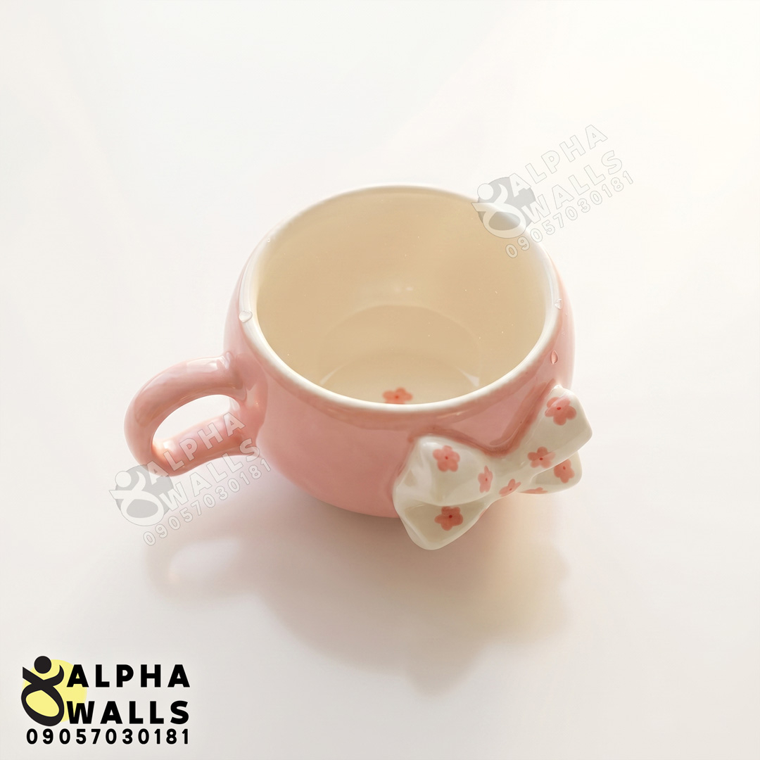  ماگ و فنجان لته خوری مدل Pink bow tie 