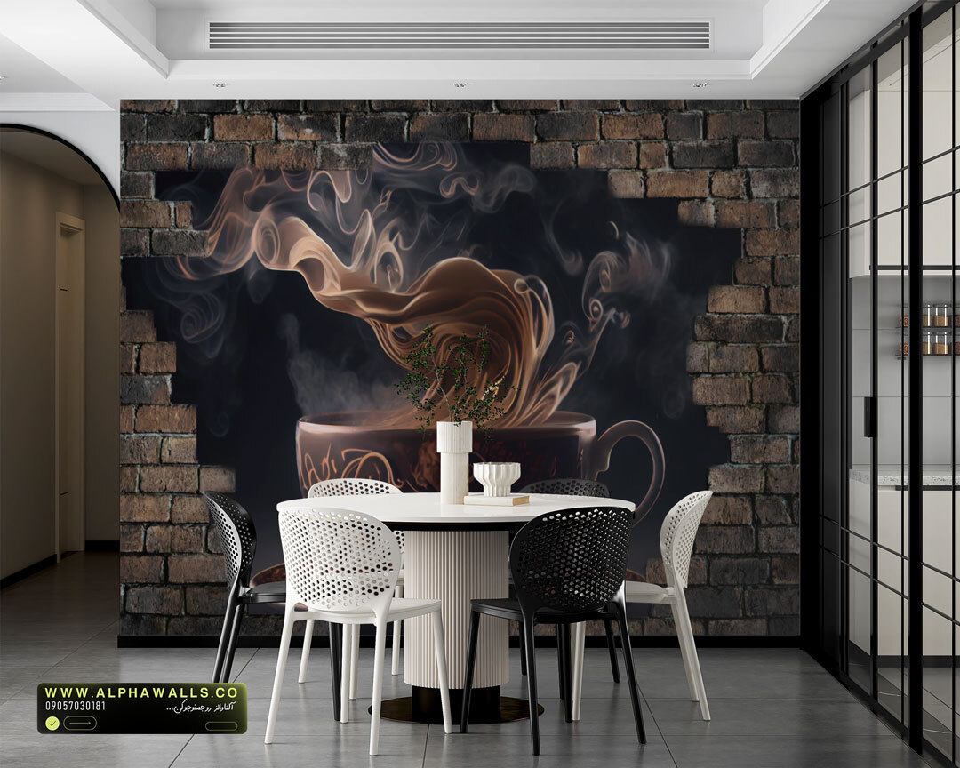  پوستر دیواری قهوه دودی دیوار آجری 
