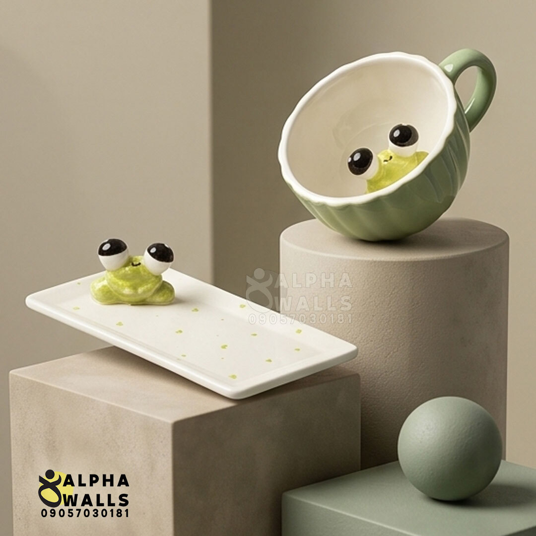  ماگ و زیر ماگی سرامیکی مدل cute frog 