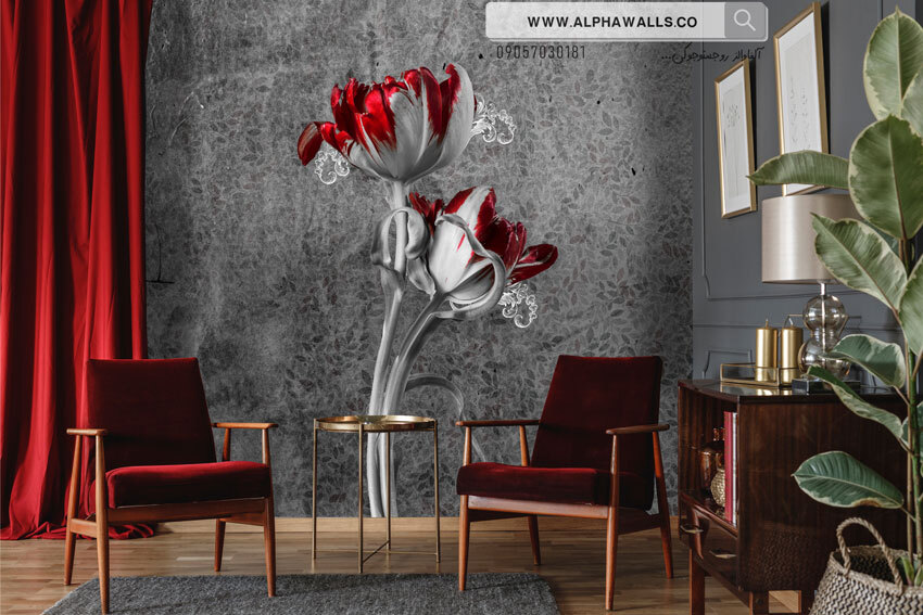  پوستر دیواری طرح لاله قرمز – سبک مدرن مینیمال 