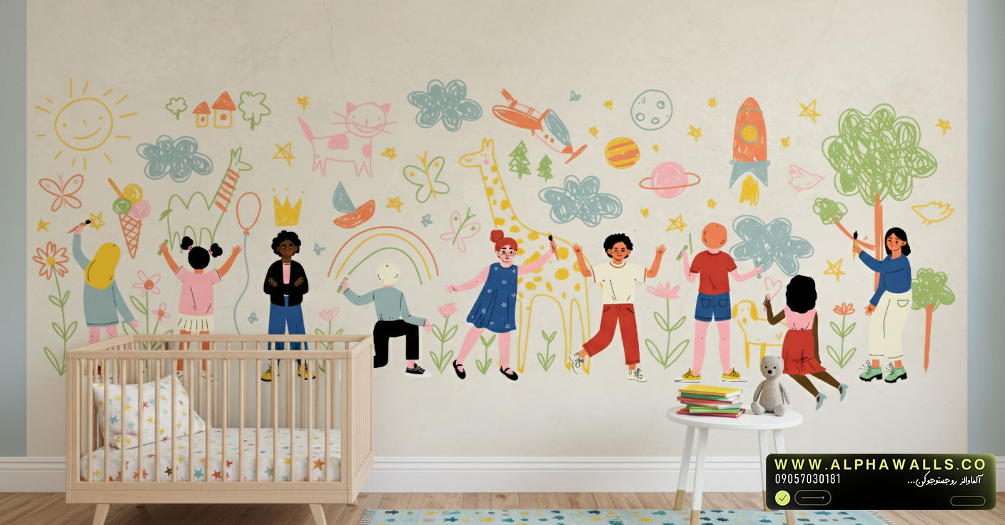  پوستر دیواری کودکانه طرح نقاشی بچه‌ها 