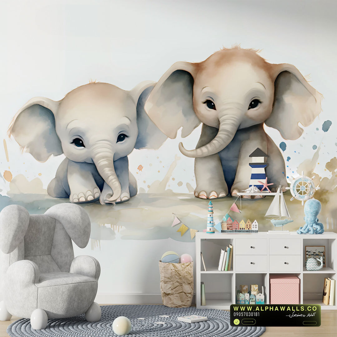  پوستر دیواری کودک طرح فیل‌های دوست‌داشتنی 