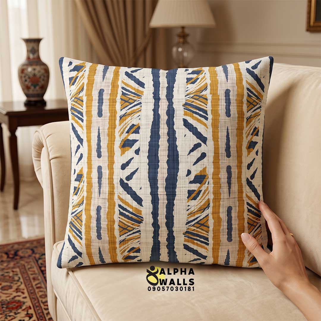  روکش کوسن مخمل طرح راه‌راه سنتی و هندسی مدل Tribal Ethnic Stripes 