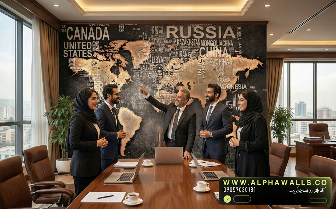 پوستر دیواری نقشه جهان تایپوگرافیک (World Map Typography)