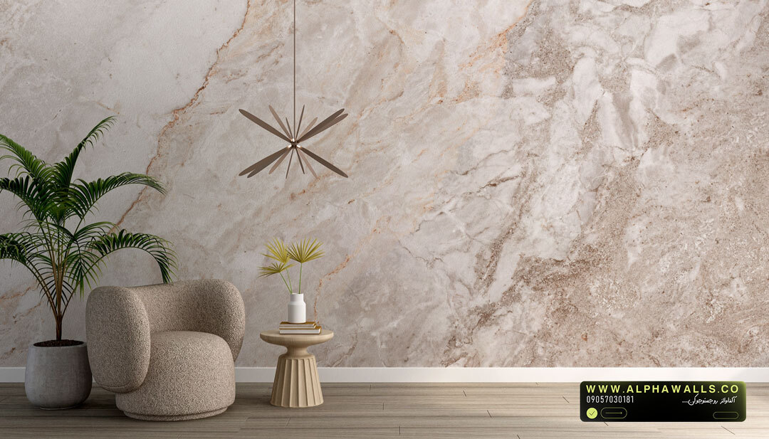  پوستر دیواری طرح سنگ طبیعی روشن با بافت خاکی آرام – مناسب دیوار شاخص مینیمال 