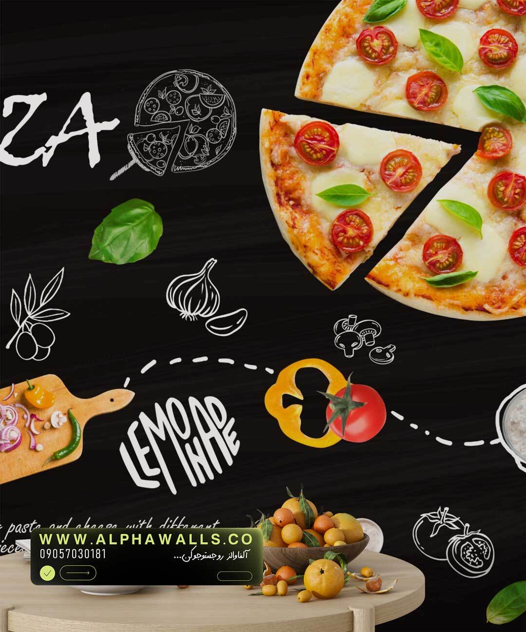 پوستر دیواری فست فود طرح پیتزا مدل Pizza Time