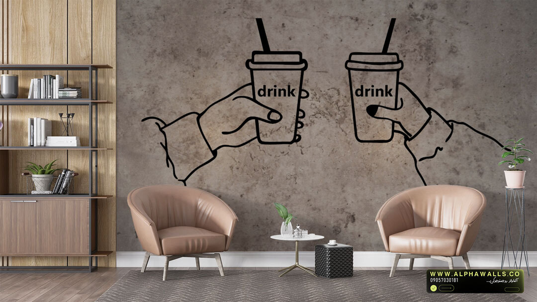  پوستر دیواری Drink با طراحی مینیمال و پس‌زمینه بافت‌دار 